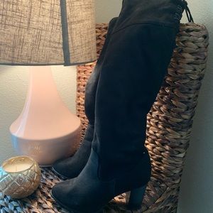 Black thigh high boots